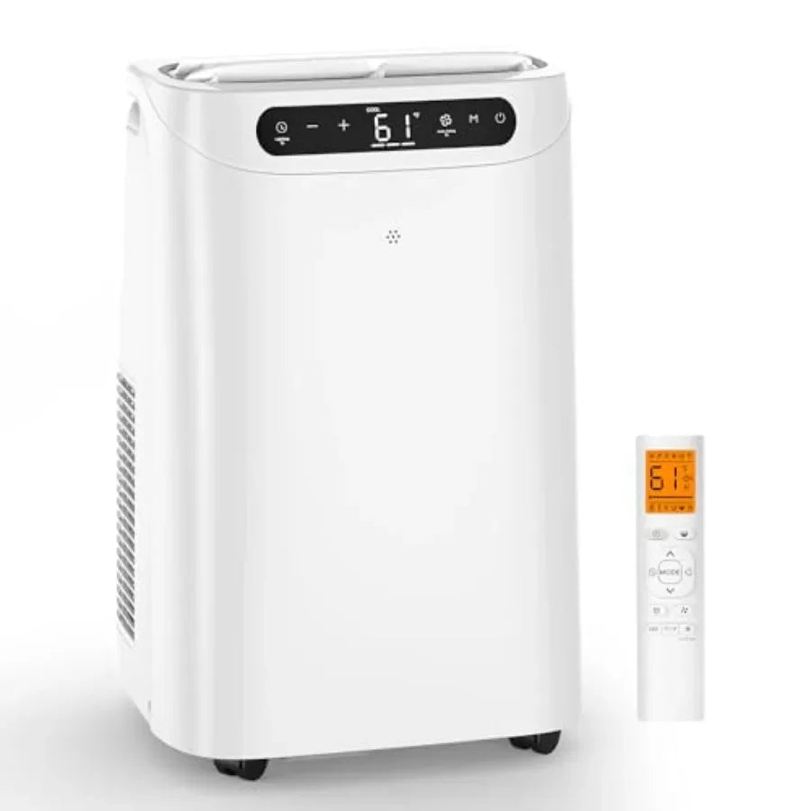 Portable air conditioner for room cooling up to 500 sq. ft, aluminum housing, white, 12000 BTU 3-in-1 quiet unit with dehumidif