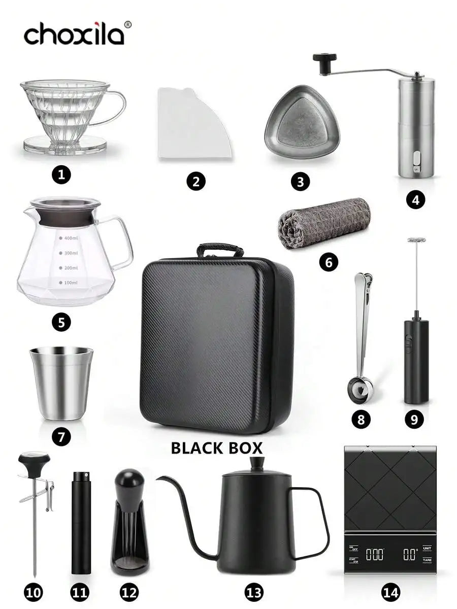 Coffee Set (Including Camping Box), No.02 Drip Coffee Set, Manual Coffee Maker Set, Portable Coffee Gift Set, Travel Coffee Acce
