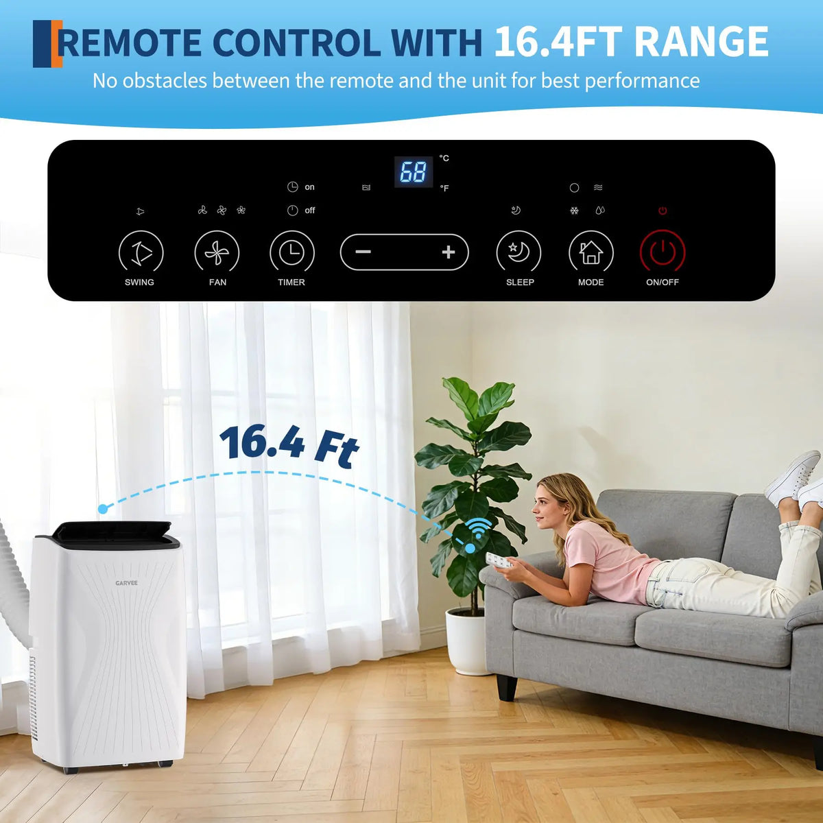 12000 BTU Portable Air Conditioners, Cools Up to 550 Sq.Ft, 3-in-1 Free standing AC Unit with Cooling, Dehumidifier & Fan Modes, LED Display, 24H Timer, Remote Control & Installation Kit