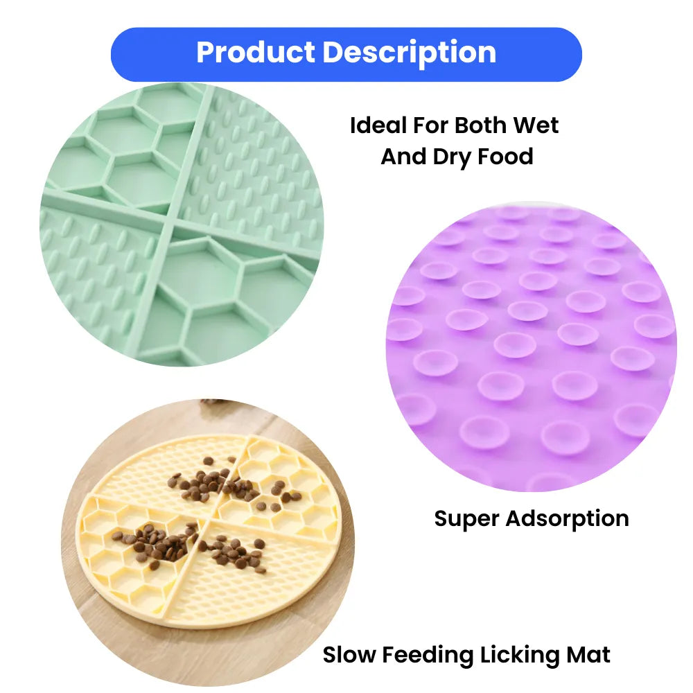 30PCS/Carton Silicone Dog Lick Mats Slow Feeder Pet Feeding Mats with Suction Cups Honeycomb Texture for Dogs Cats 5 Colors Mixed
