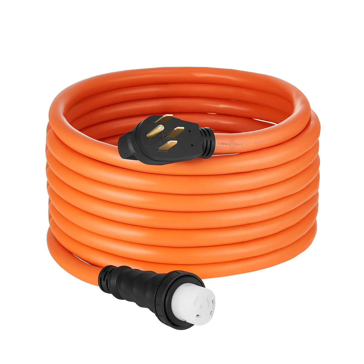 50 Amp Generator Cord, 50 Feet, 125/250V RV Power Cord NEMA 14-50P to SS2-50R with Twist Lock, Grip Handle, Heavy Duty 6AWG/3 + 8AWG/1 Generator Cable, for RV Camper Generator to House, Orange