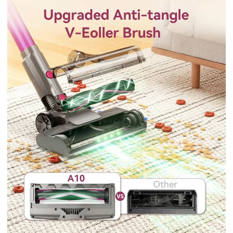 600W/50Kpa Cordless Vacuum Cleaners for Home, 50Mins Stick Vacuum with Self-Standing, Anti-Tangl, Lightweight Wireless Vacuum F