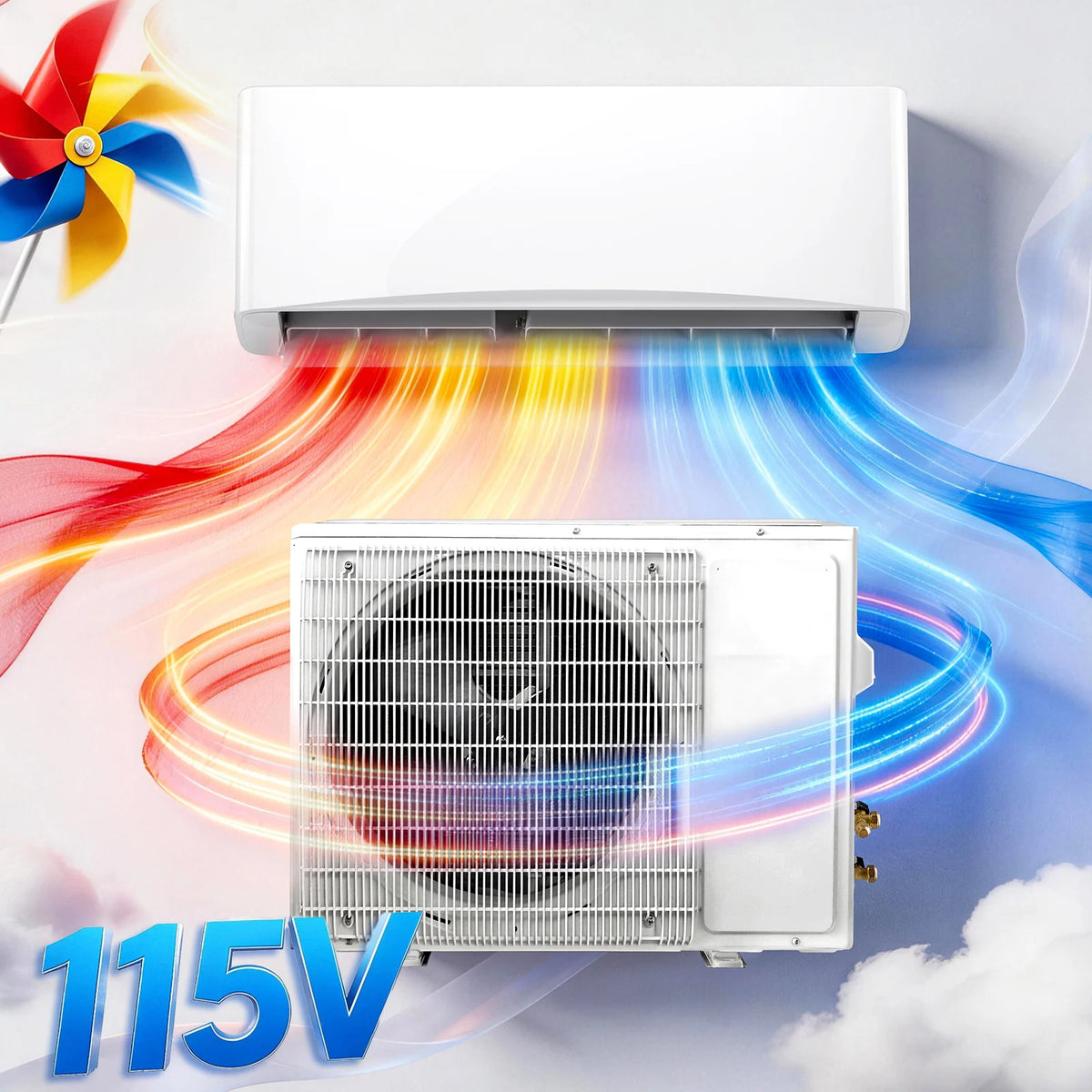 12000 BTU Split Air Conditioner and Heating System with Inverter, Optimized Operation 115V/230V AC Unit, Complete Installation Kit, Ideal For Home Office Garage