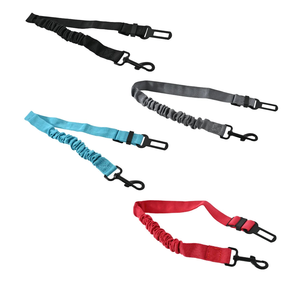 40PCS/Carton 4 Colors Assorted Adjustable Dog Car Seat Belt Elastic Bungee Pet Safety Leash with 360° Swivel Hook for Vehicle Travel