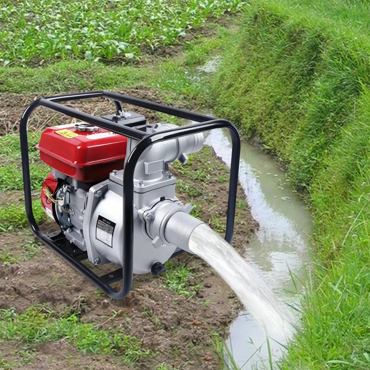 Irrigation Water Pump, 3 Inch Water Pump 7.5HP Fuel Engine Self Priming Pump, High Flow for Agricultural Farm Water Transfer