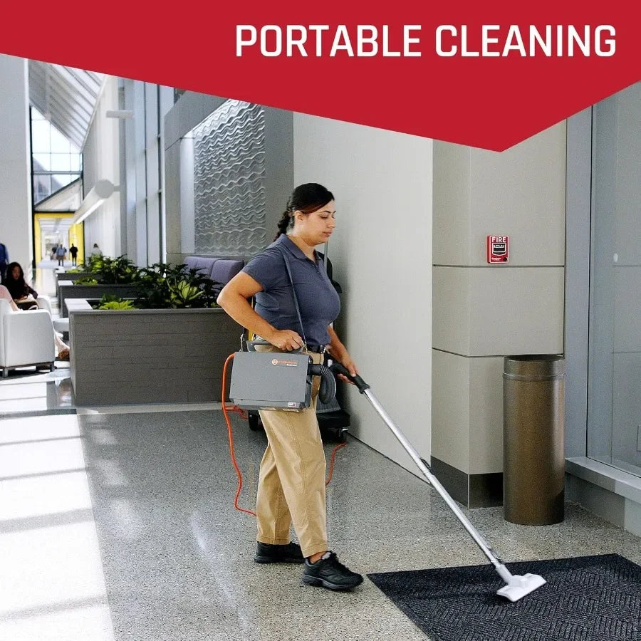 Commercial PortaPower Lightweight Canister Vacuum Cleaner, Portable Heavy Duty Vacuum with Strong Suction for Hard Floors, Carpets, Home and Commercial Office Cleaning