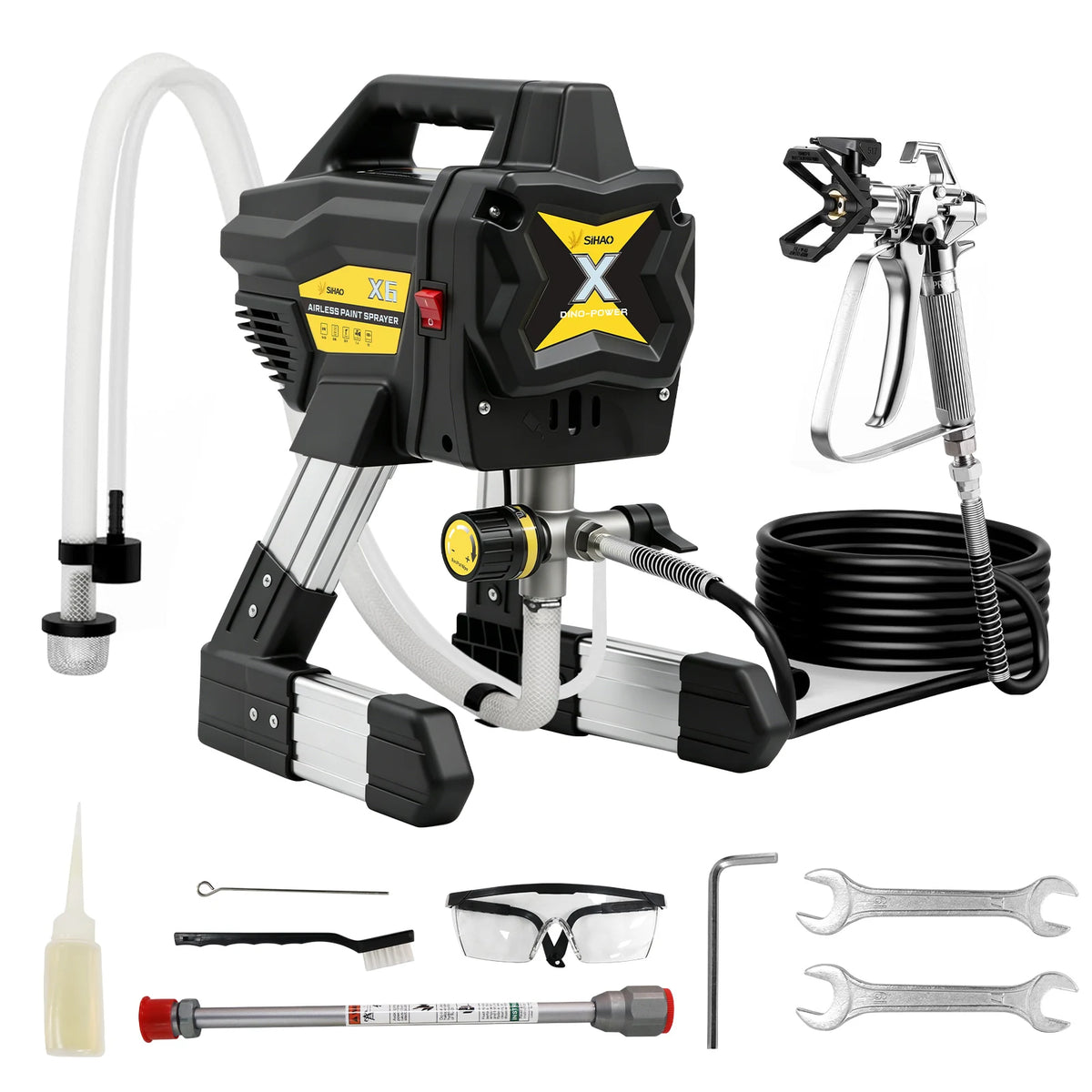 Airless Paint Sprayer|SIHAO 650W/700W Airless Paint Sprayer Pro, Electric Spray Gun Kit Adjustable Pressure with Pipe for Wall Ceiling Wood, Portable Paint Sprayer for Home DIY Interior Exterior Painting