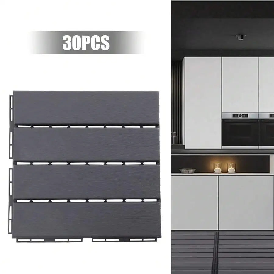 Plastic Interlocking Deck Tiles ' X ' Pack Patio Deck Tiles Waterproof Outdoor Flooring All Weather Use For Walkway Front Porch