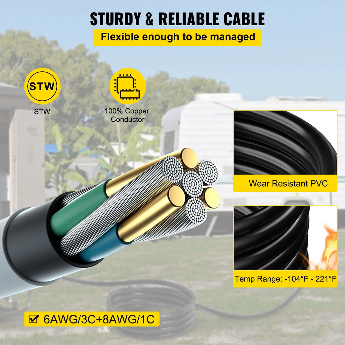 75Ft 50 Amp Generator Extension Cord,N14-50P & SS2-50R & CS6364 4 Prong, 50 Amp Generator Cord 125V 250V with Twist Lock