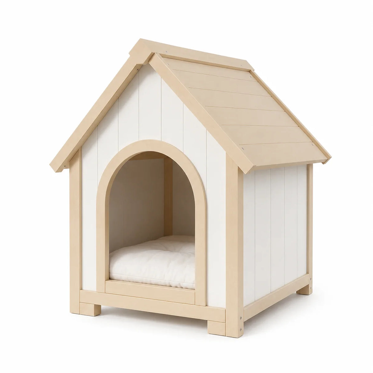 Indoor Wooden Dog House for Small Dogs and Cats Pet House with Cushion Modern Furniture Style Cozy Sleeping Shelter Home Decor