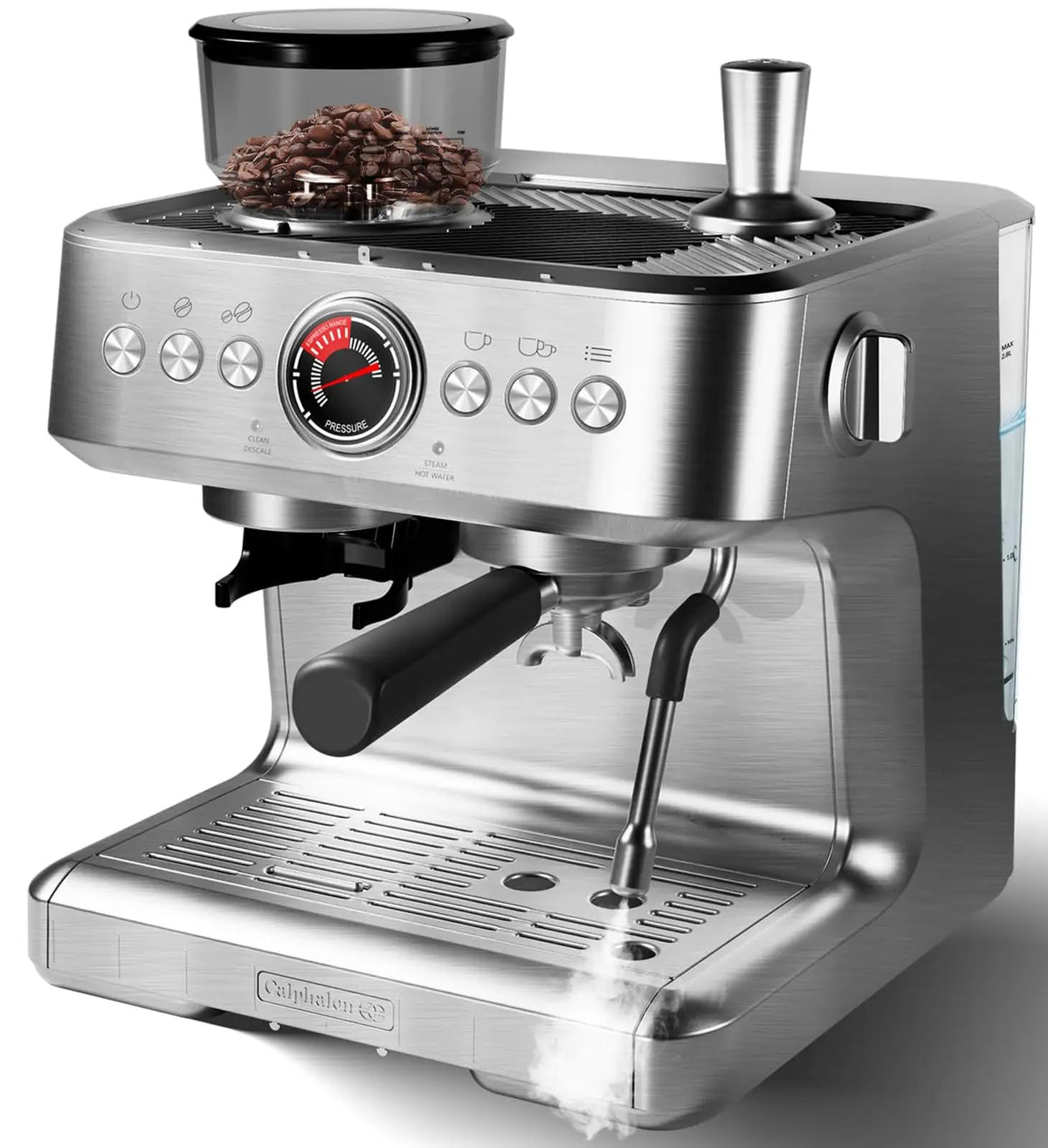 20 Bar Espresso Machine with Grinder & Milk Frother, Coffee Machine with 96Oz Removable Water Tank, Professional Espresso Maker for Home Café, Stainless Steel Coffee Maker for Cappuccino, Latte