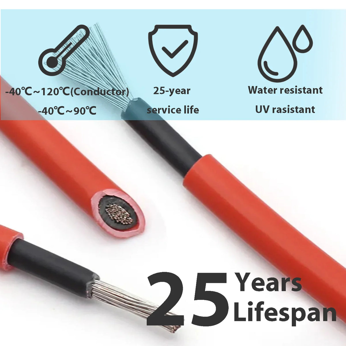 6MM 4MM 50M 100M 30M 17M PV Solar Cable Black or Red PV Cable High Copper