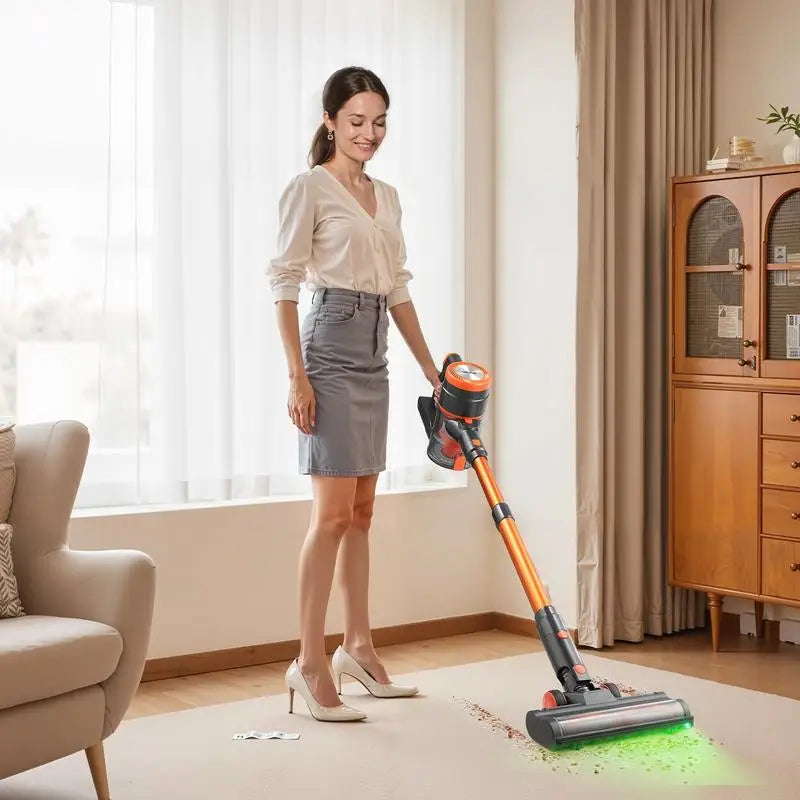 Cordless Vacuum Cleaner, 40KPA Max Suction, Rechargeable Anti-Tangle Stick Vacuum with LED Display Screen, Lightweight Handheld Vac with 47mins Runtime for Home, Carpet, Pet Hair, Hard Floor