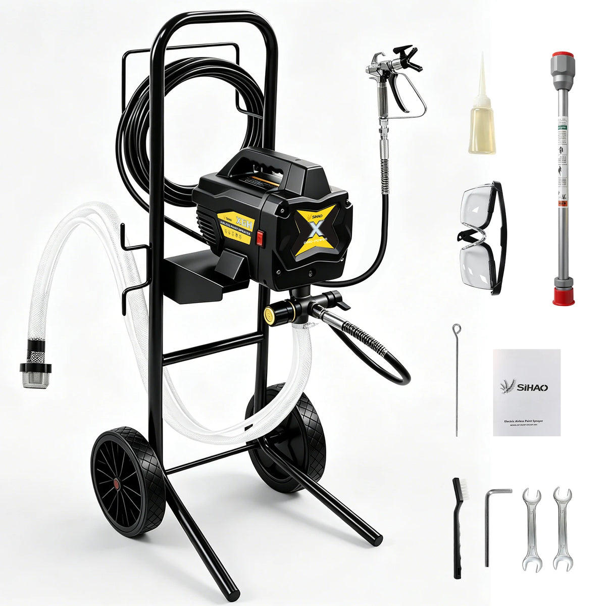 Airless Paint Sprayer|SIHAO 650W/700W Airless Paint Sprayer Pro, Electric Spray Gun Kit Adjustable Pressure with Pipe for Wall Ceiling Wood, Portable Paint Sprayer for Home DIY Interior Exterior Painting