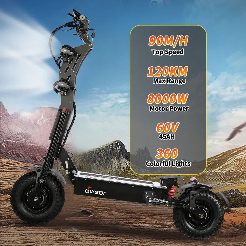 Electric Scooter for Adults 10000W Dual Motor 60MPH 70 Mile Range 60V 50Ah 14-Inch Off Road Tire