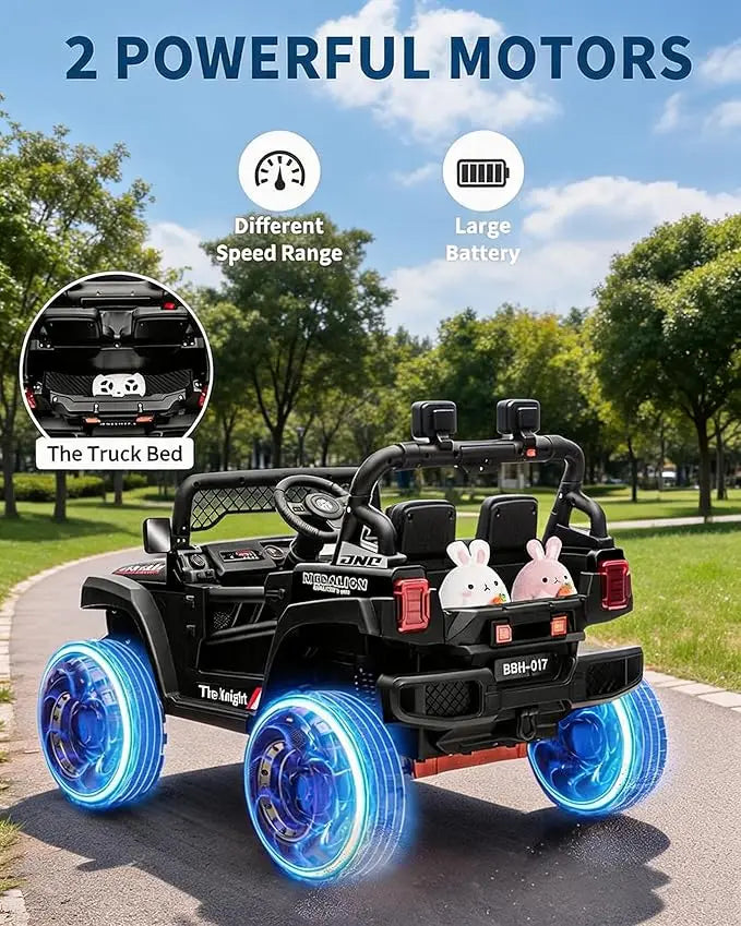 12V Kids Ride On Car, 2 Seater Electric Toy Car for Toddlers and Children, Ride On Toys with Parent Remote Control, Battery-Powered w/Music & LED Lights