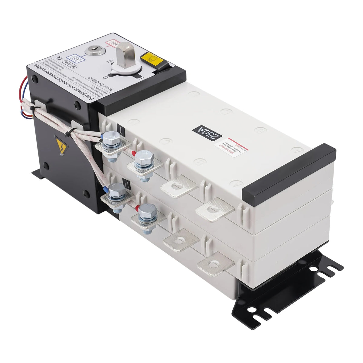 Dual Power Automatic Transfer Switch 250A, 4P ATS With Manual/Auto Adjustment & Flame Retardant Resin, Emergency Power Transfer Switch For Factory