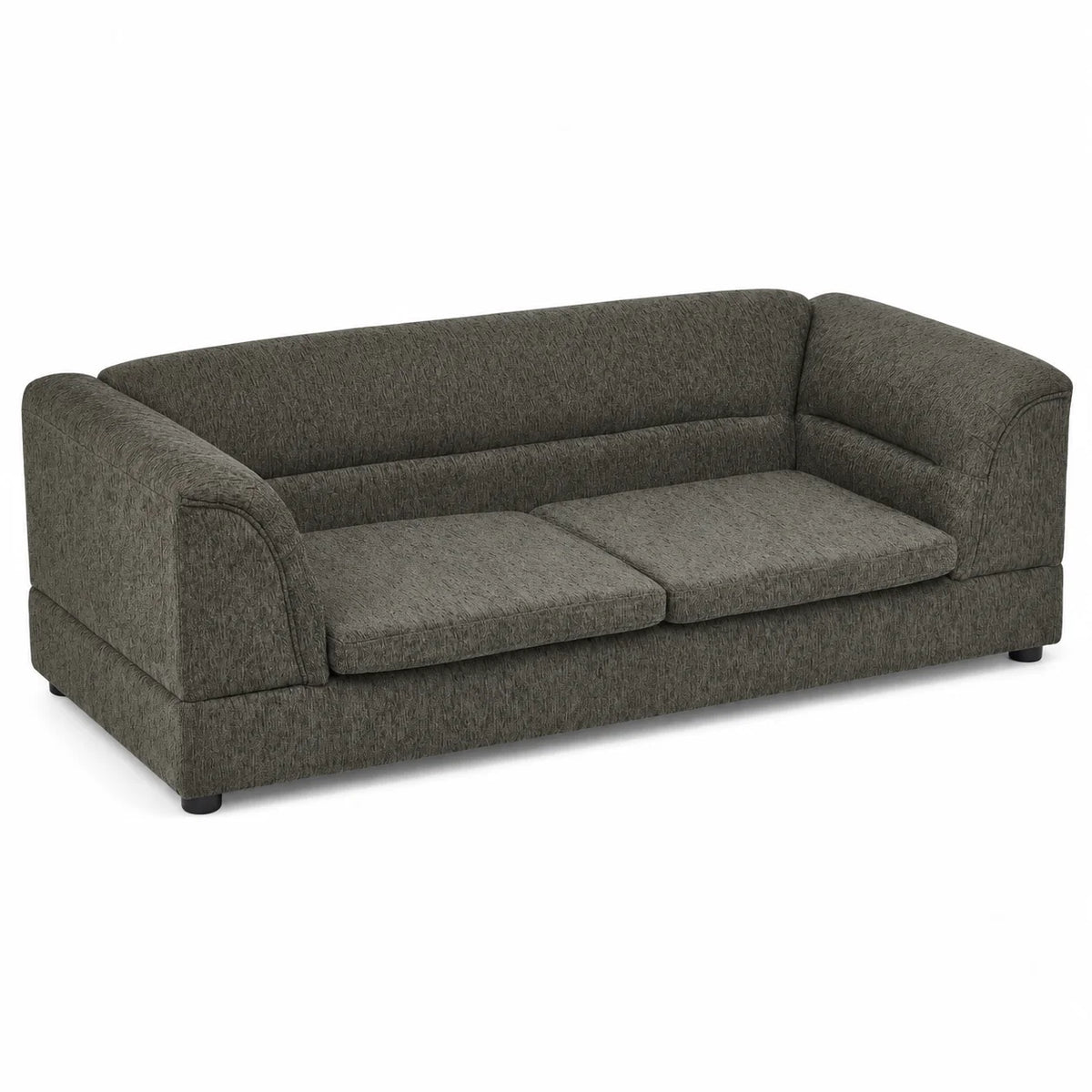 Large Dog Sofa Oversized Pet Couch Dark Gray with Curved Armrests Raised Frame Cushions Indoor Pet Furniture for Dogs and Cats