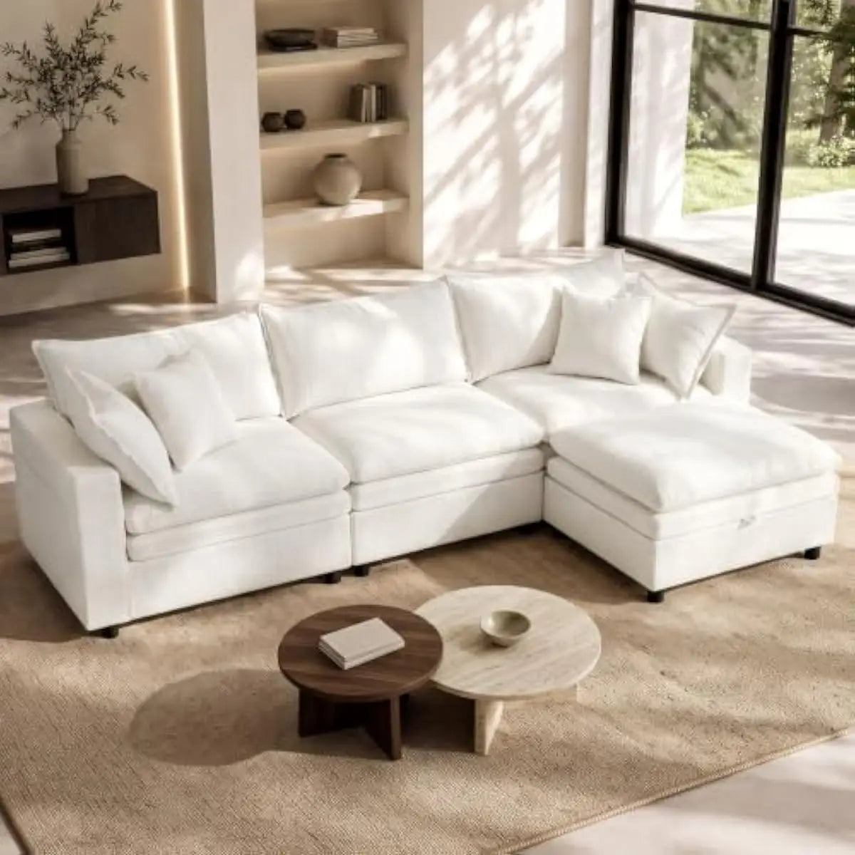 149-inch Extra-Wide U-Shape Sectional Sofa with Deep Seating and Detachable Ottoman • Premium Down-and-Foam Cushions • Solid Har