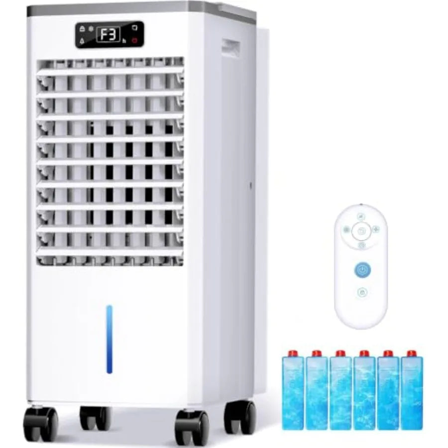 Windowless Portable Air Conditioner for indoor use, plastic housing, white, no-hose evaporative cooling with 3 modes, 3 speeds,