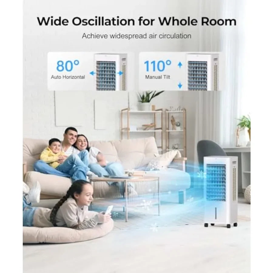 Portable Air Conditioners for Home Office Bedroom: Evaporative Cooler with Ice Packs, 2.1Gal Tank, 3 Speeds, 4 Modes, Remote 12
