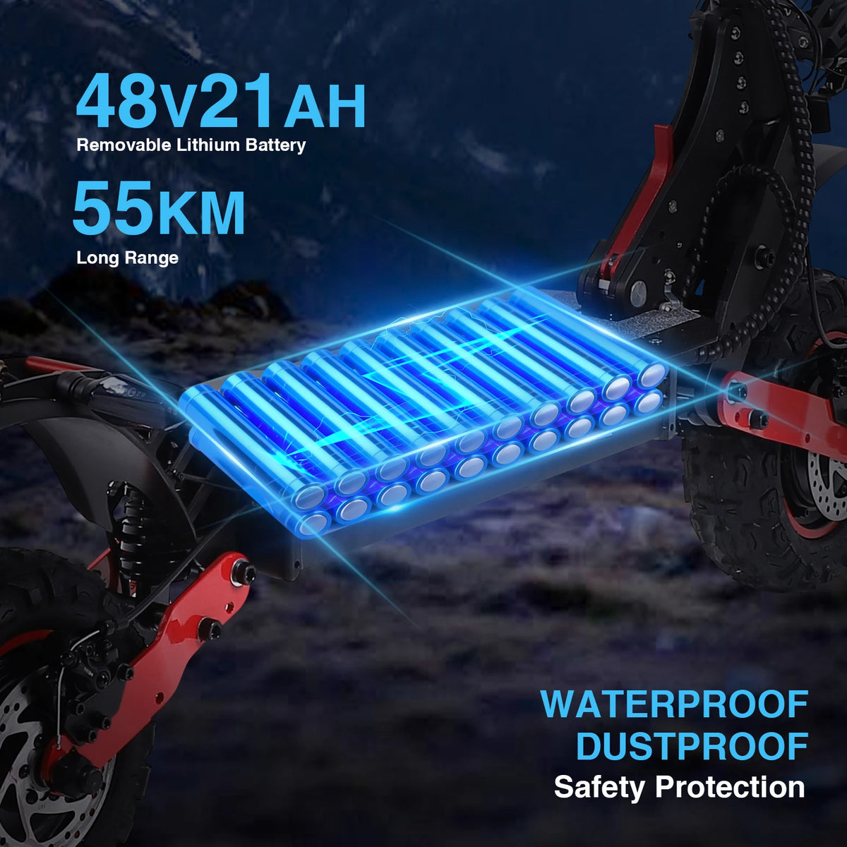 11 Inch Off Road Electric Scooter for Adults 2400W Dual Motor 48V 21Ah Battery 60km/h High Speed Long Range E Scooter