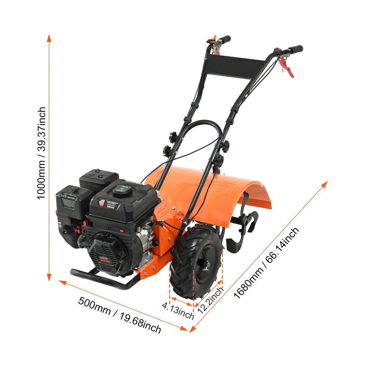 SucceBuy Tiller Cultivator Gas Powered 38CC Garden 4 Steel Adjustable Front Tines For Lawn Garden and Field Soil Cultivation