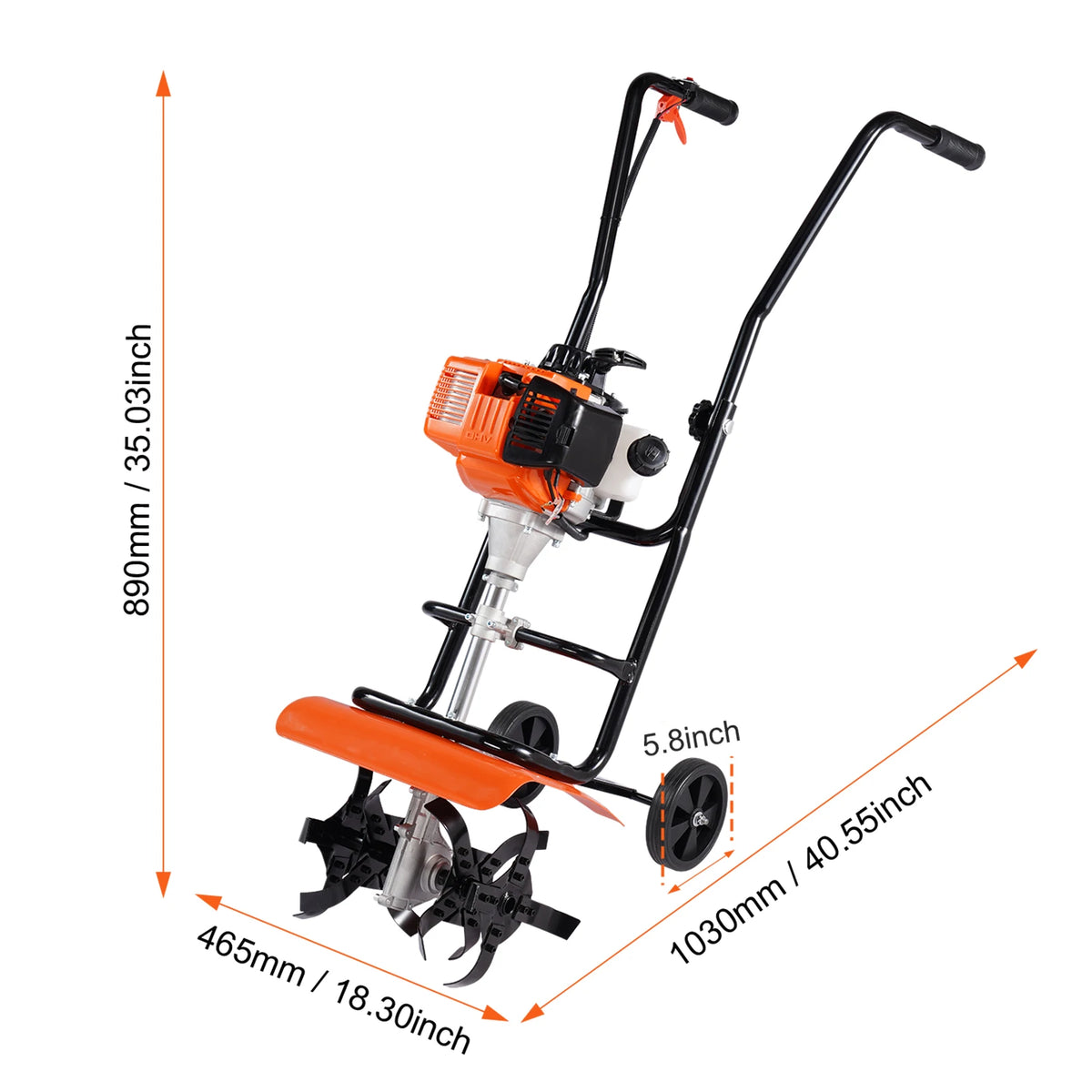 SucceBuy Tiller Cultivator Gas Powered 38CC Garden 4 Steel Adjustable Front Tines For Lawn Garden and Field Soil Cultivation