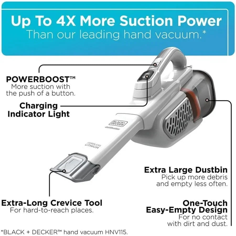 Dust Buster Hand Held Vacuum Cordless Rechargeable, Portable Vacuum for Car, Extended Runtime, Powerful Suction, Extra Long Cre