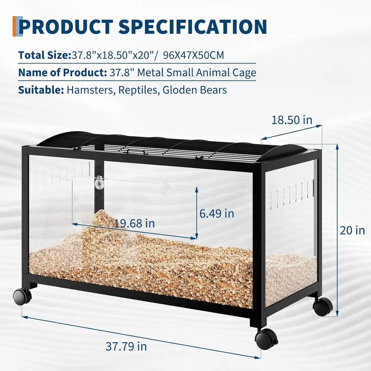 37.8" Stackable Metal Hamster Cage with Acrylic Panels for Small Pets | Ventilated Top Design, Clear Viewing Panels, Expandable Structure, Easy Access Doors, Multi Pet Habitat Solution
