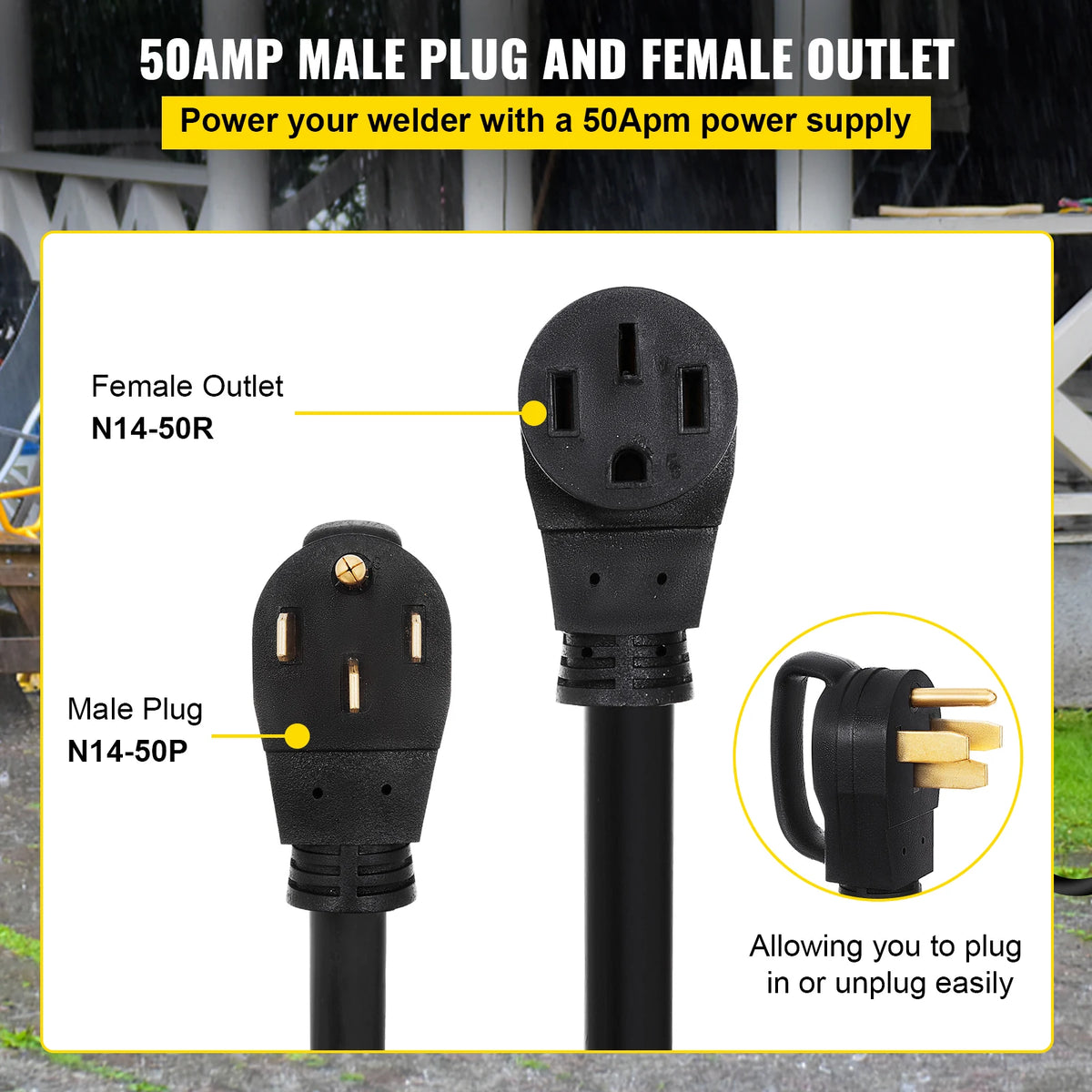 SucceBuy 25FT 36FT 50FT 50Amp RV Extension Cord N14-50 Plug Copper Wire Power Supply Cable for Trailer Motorhome Camper Use