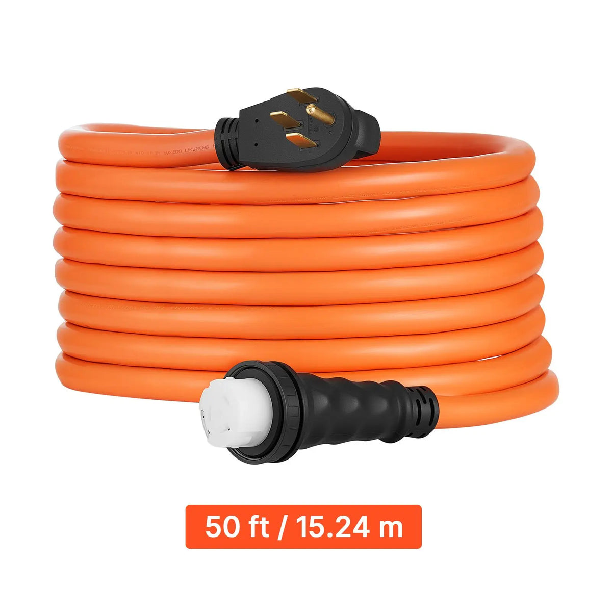 50 Amp Generator Cord, 50 Feet, 125/250V RV Power Cord NEMA 14-50P to SS2-50R with Twist Lock, Grip Handle, Heavy Duty 6AWG/3 + 8AWG/1 Generator Cable, for RV Camper Generator to House, Orange