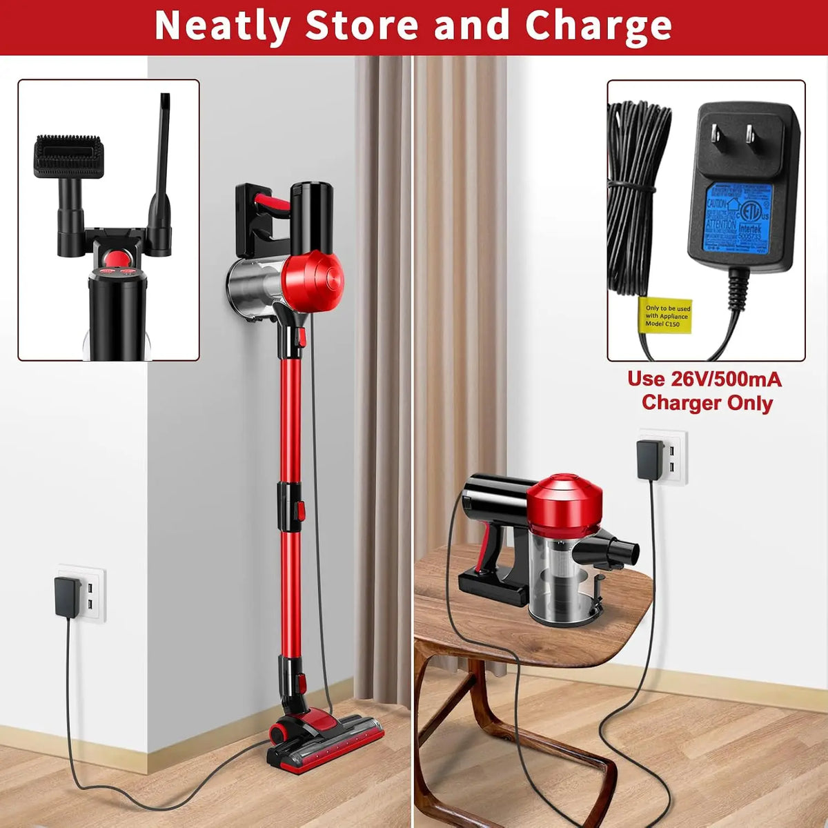 Iwoly C150 Cordless Vacuum Cleaner with 2200mAh Rechargeable Battery, 18000Pa Cyclone Vacuum with HEPA Filter, Lightweight Portable Handheld Stick Vacuum for Home Hard Floor Car Cleaning
