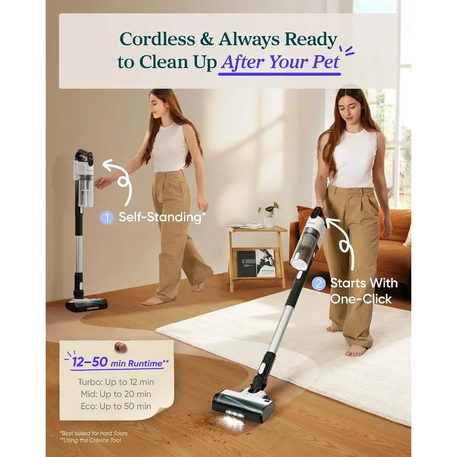 Cordless Vacuum Cleaner, Anti-Tangle for Pet Hair, Up to 50 Minutes