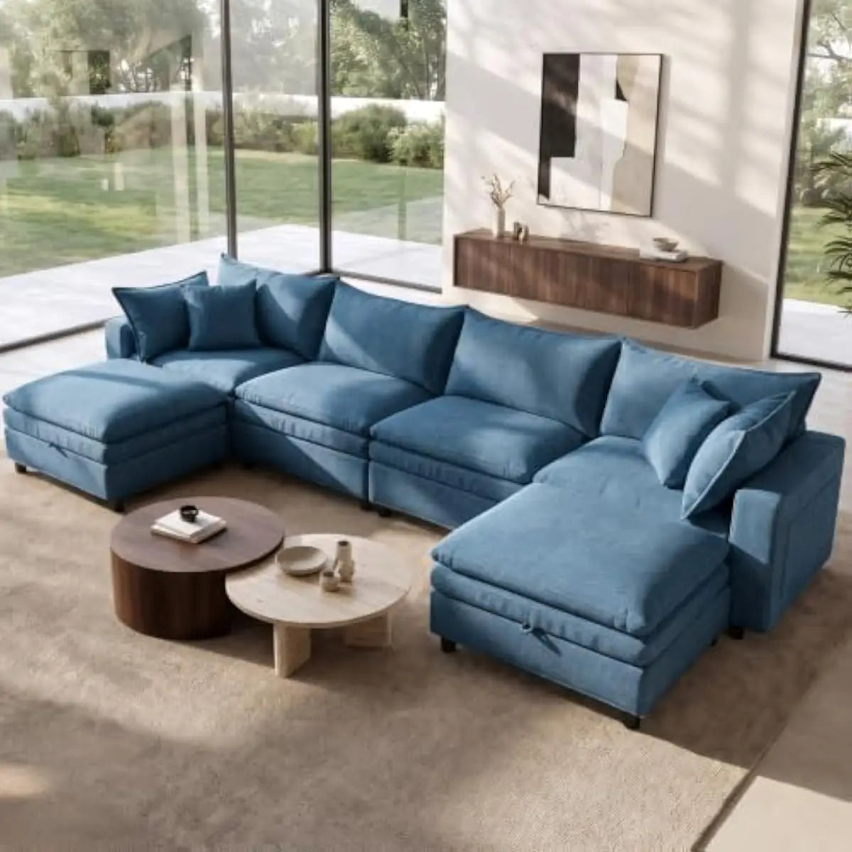 149-inch Extra-Wide U-Shape Sectional Sofa with Deep Seating and Detachable Ottoman • Premium Down-and-Foam Cushions • Solid Har