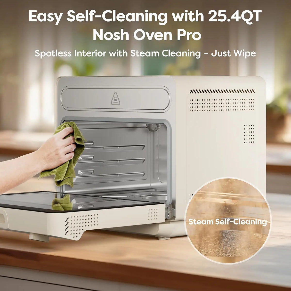 Countertop Steam Air Fryer Oven, 25.4QT 12-in-1 Combo with Convection Toaster, Bake, Self-Clean, Dehydrate, Ferment Functions, W