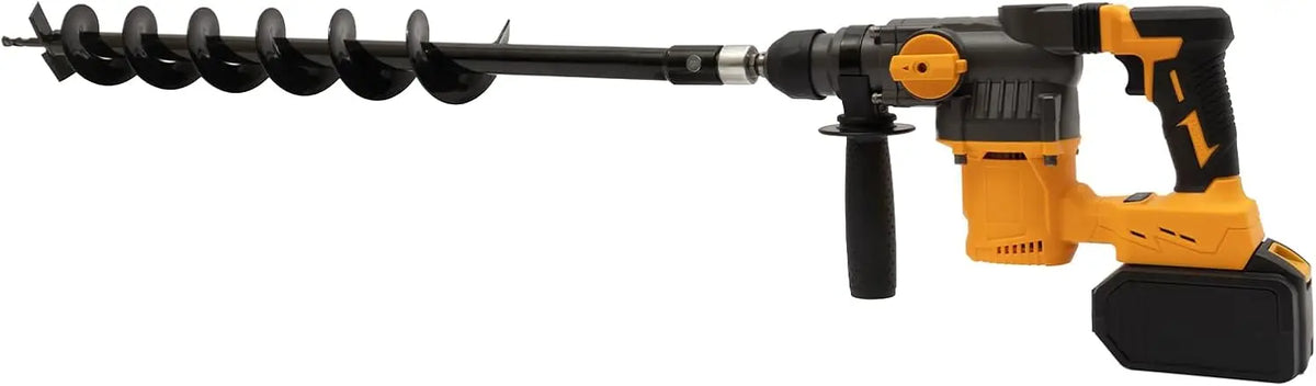 Cordless Rotary Hammer with Battery, Charger & 80cm Drill Bit, Heavy-Duty Electric Hammer for Post Hole Digging, Garden Auger, Landscaping, Ideal for Homeowners and Contractors