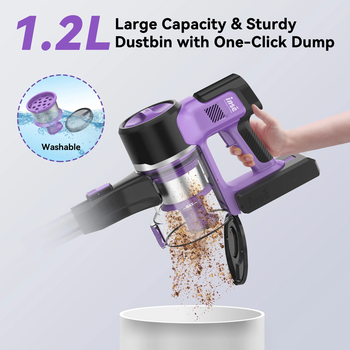 INSE S10 Cordless Vacuum Cleaner, 6-in-1 Stick Vacuum with 30Kpa 350W Suction, Max 50 Min Runtime Rechargeable Vacuum for Home