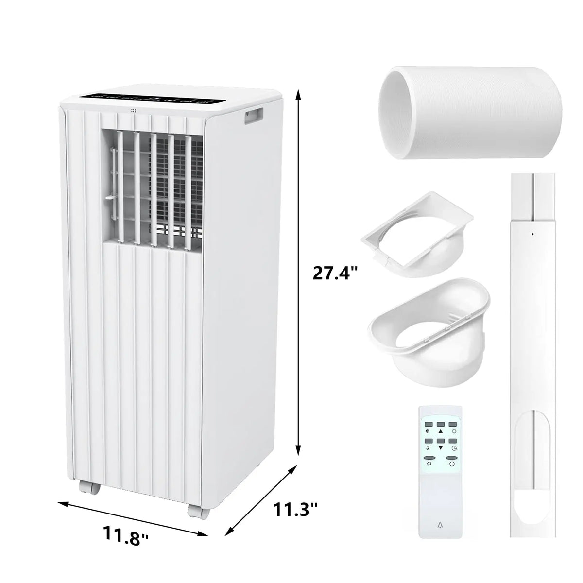 8000 BTU Portable Air Conditioner Quiet Sleep Mode, 3-in-1 Cooling Dehumidifying Fan for 350 Sq Ft Rooms, Energy-Saving 24-Hr Timer, AC Unit with Remote Full Window Kit White