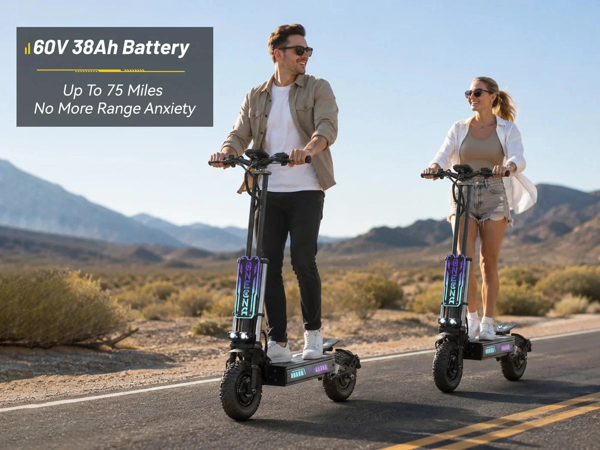 ONECNA T99 8000W Dual Motor Adult Off‑Road Electric Scooter, 60V 38Ah Battery, 55MPH Max Speed, 75 Miles Long Range, All‑Terrain 13" Tires, NFC Card & App Control, Dual Front Rear Suspension UL2272 Certified
