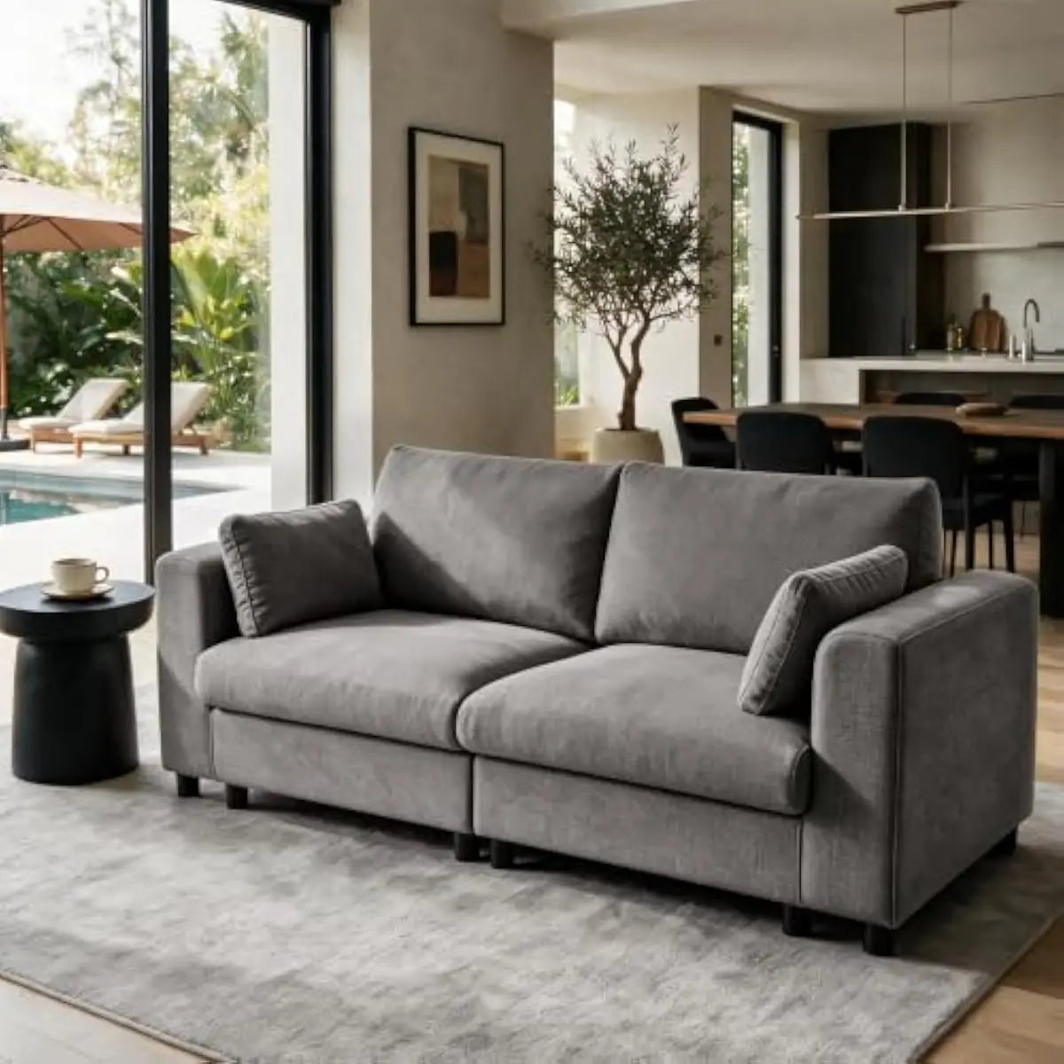 115 Inch Extra Wide L Shaped Sectional Sofa with Deep Seating and Detachable Cushions, Tool Free Modular Design for Living Room