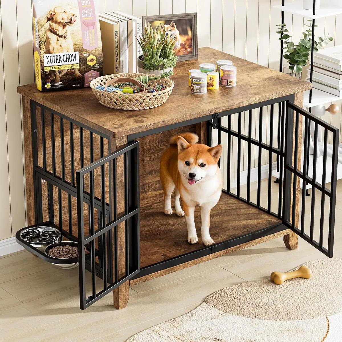 Dog Crate Furniture, 31.5" L*22.5" W*25.6" H, Brown