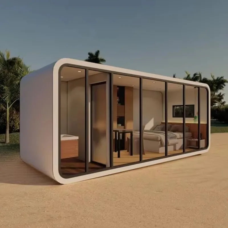 Prefabricated Container House Luxury Modern Mobile Apple Pod Tiny House for Glamping Resort Office Building Living Room Bedroom