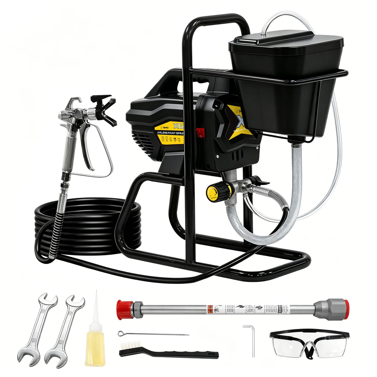 Airless Paint Sprayer|SIHAO 650W/700W Airless Paint Sprayer Pro, Electric Spray Gun Kit Adjustable Pressure with Pipe for Wall Ceiling Wood, Portable Paint Sprayer for Home DIY Interior Exterior Painting