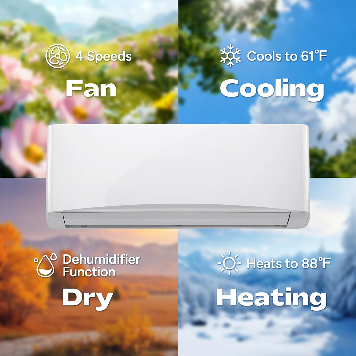 12000 BTU Mini Split Air Conditioner & Heater with Inverter, 22 SEER2 115/230V Energy Saving AC Unit Cools Rooms up to 750 Sq.Ft Remote Control Wifi, Complete Installation Kit