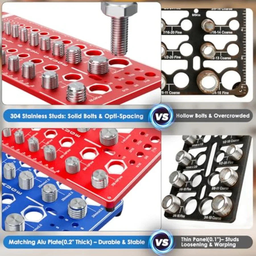 68 Nut and Bolt Thread Checker Standard and Metric, Screw Size and Thread Gauge with 26 SAE and 26 Metric and 16 Drill Bit Gaug