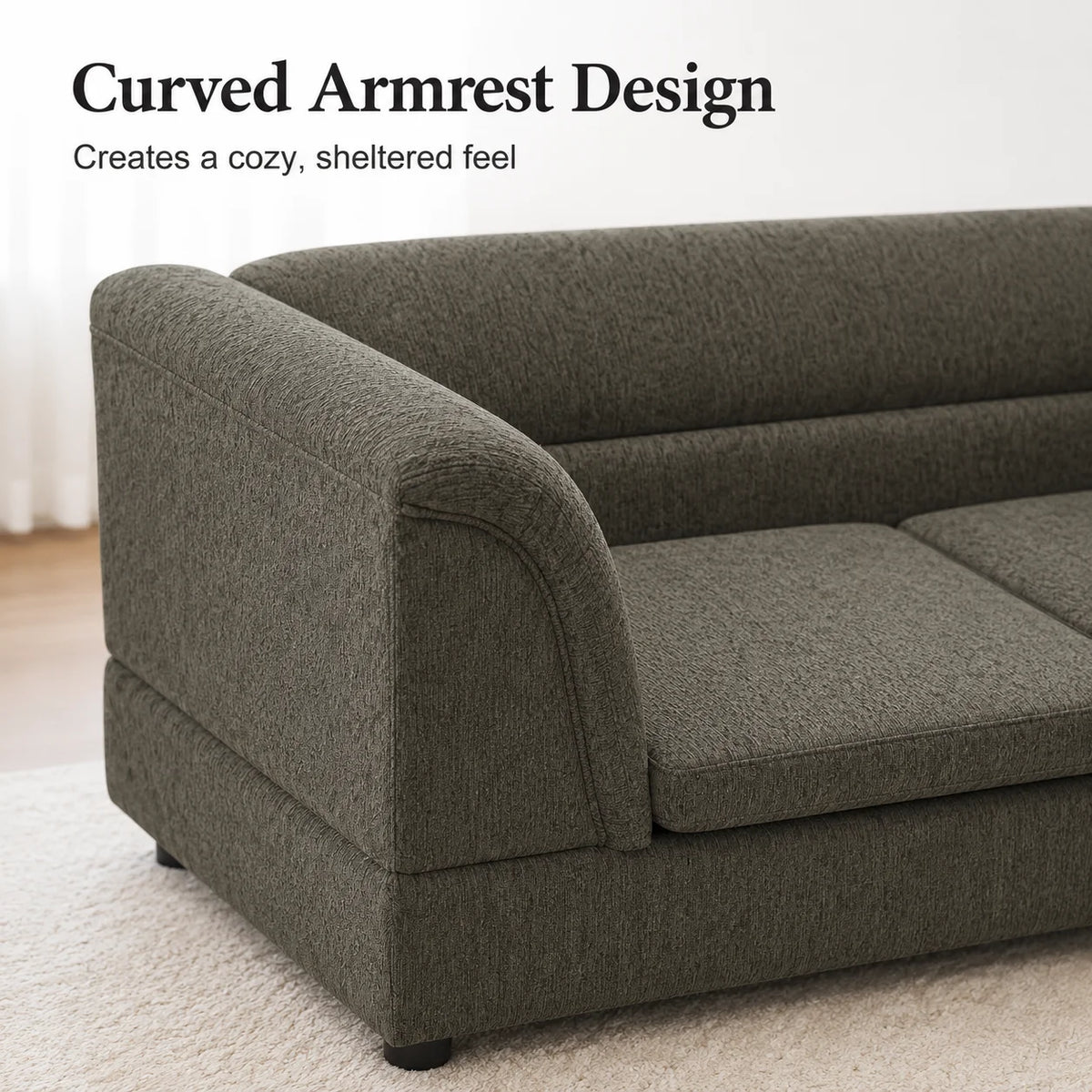 Large Dog Sofa Oversized Pet Couch Dark Gray with Curved Armrests Raised Frame Cushions Indoor Pet Furniture for Dogs and Cats