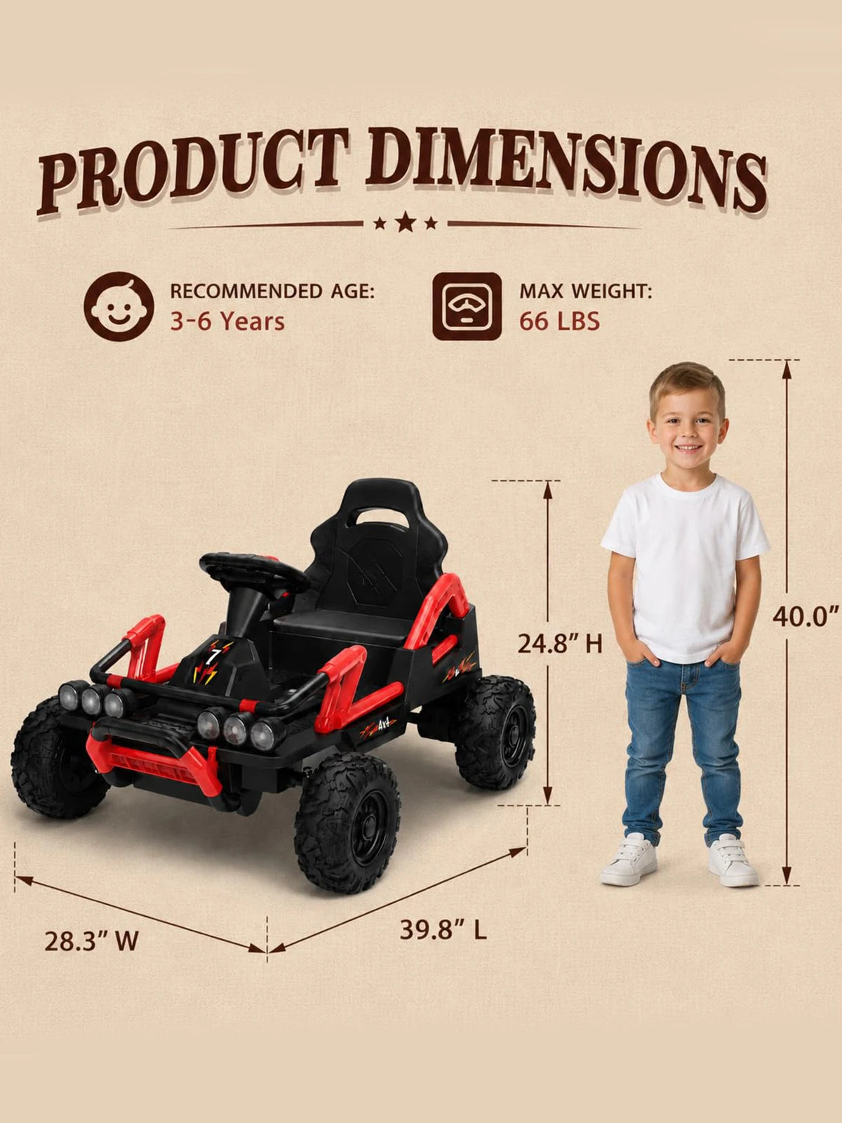 12V Kids Electric Ride On Car, Dual Motors, EVA Wheels, 6 MPH Off Road Racer, 7Ah Battery, 4 Wheel Outdoor Yard Toy For Ages 3-6