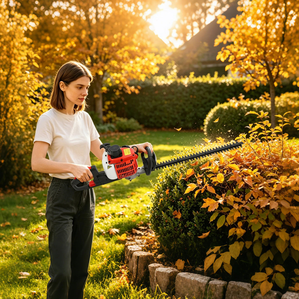 Hedge Trimmer 22.5cc 2-Stroke 0.65kw 65cm Double-Sided Blade for Gardening Greening Pruning Tea Harvesting
