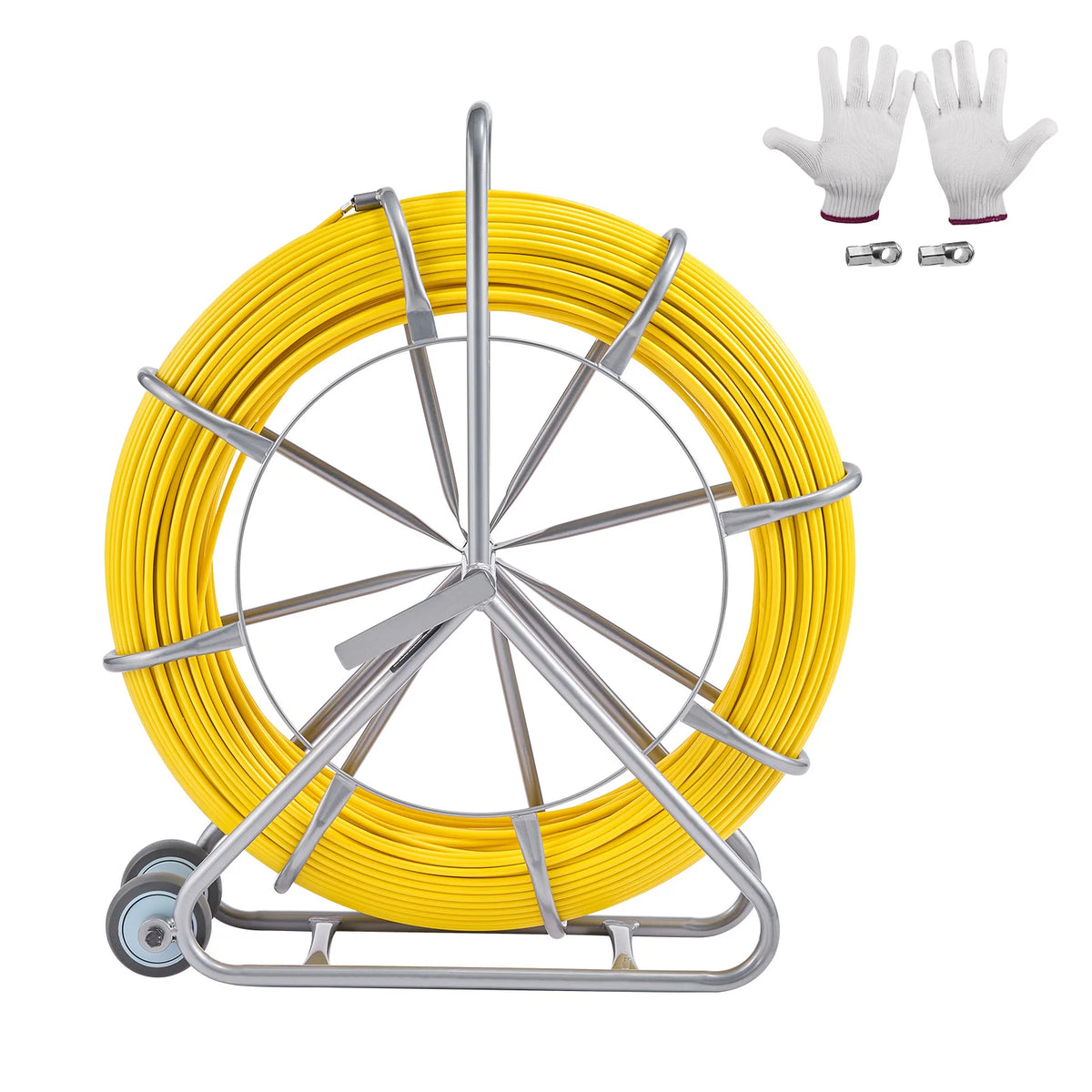 SucceBuy Fish Tape Fiberglass 656ft 5/16in Duct Rodder Wire Puller, Fishing Tools for Walls & Electrical Conduit, Non-Conductive